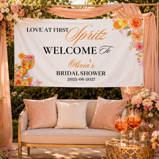Liebe auf den ersten Spritzer Brautparty-Willkomme Banner (Love at First Spritz Bridal Shower Welcome Banner)
