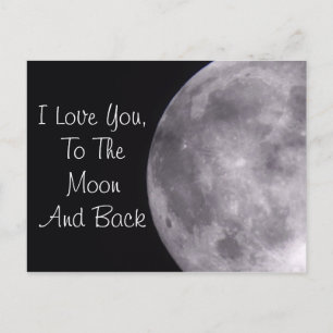 Liebe auf den Mond und die Rückseite der Postkarte