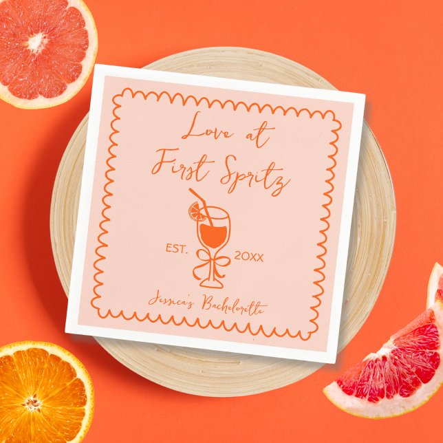 Liebe auf der ersten Spritz Hand gezogen Brautpart Serviette (Love At First Spritz Hand Drawn Bridal Shower Napkins)