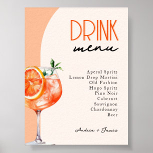 Liebe auf der ersten Spritz Wedding Drinks Menü Poster