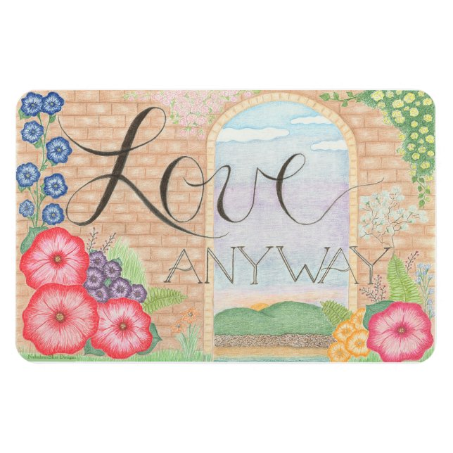 Liebe auf jeden Fall (floral) Flexible Magnet (Horizontal)