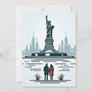 Liebe auf Liberty Island. Embrace NYC-Liebe Feiertagskarte