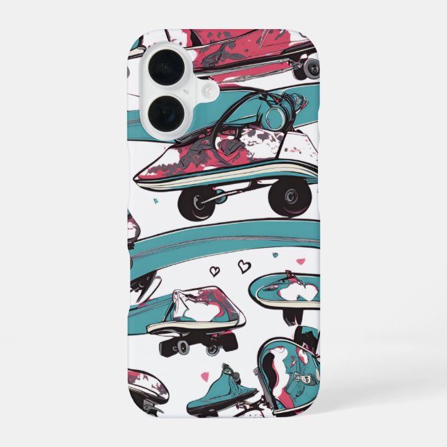 Liebe auf Rädern - Cooles Skateboarden Herzdesign  iPhone 16 Hülle (Rückseite)