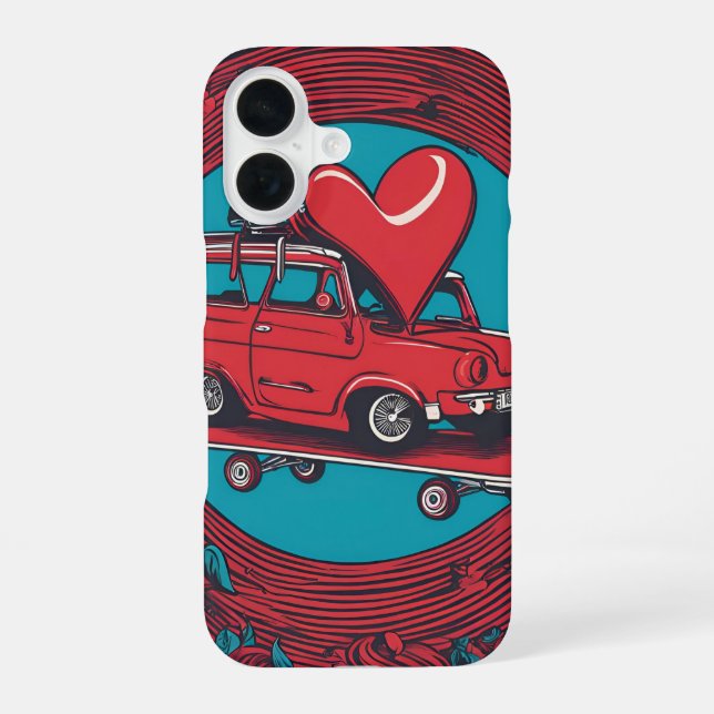 Liebe auf Rädern - Cooles Skateboarden Herzdesign  iPhone 16 Hülle