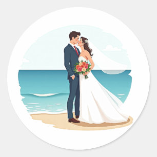 Liebe-Aufkleber für Strandhochzeiten Runder Aufkleber