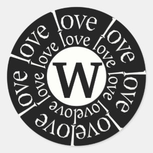 Liebe Aufkleber Monogram W Black und WHite