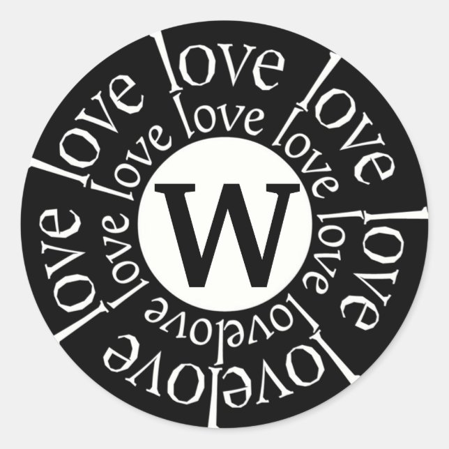 Liebe Aufkleber Monogram W Black und WHite (Vorderseite)