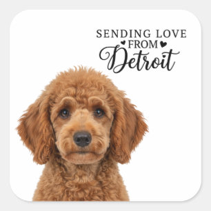 Liebe aus Detroit senden Quadratischer Aufkleber
