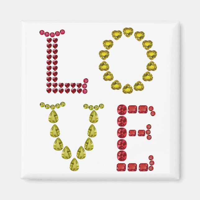 Liebe aus Edelsteinen Magnet (Vorne)