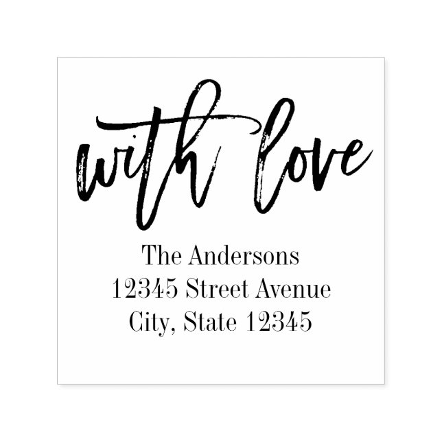 Liebe aus gebürstetem Personalisiertem Kautschuk B Permastempel (Design)