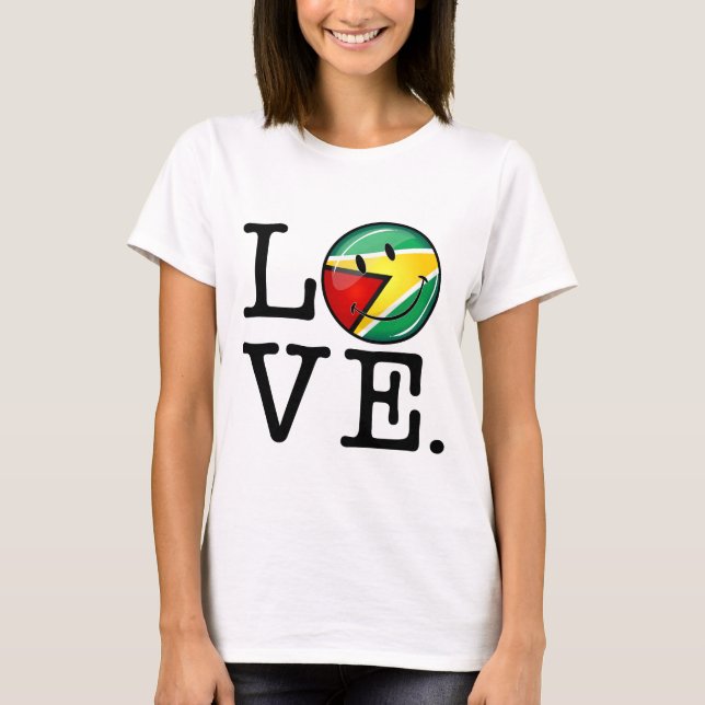 Liebe aus Guyana lächelnd guyanischer Flagge T-Shirt (Vorderseite)