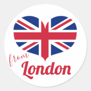 Liebe aus London   Heart Shaped UK Flag Union Jack Runder Aufkleber