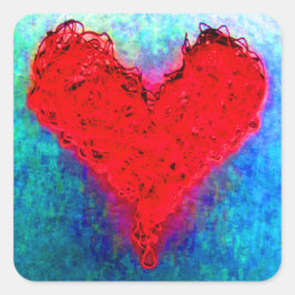 Liebe aus Rotgarngarn Quadratischer Aufkleber