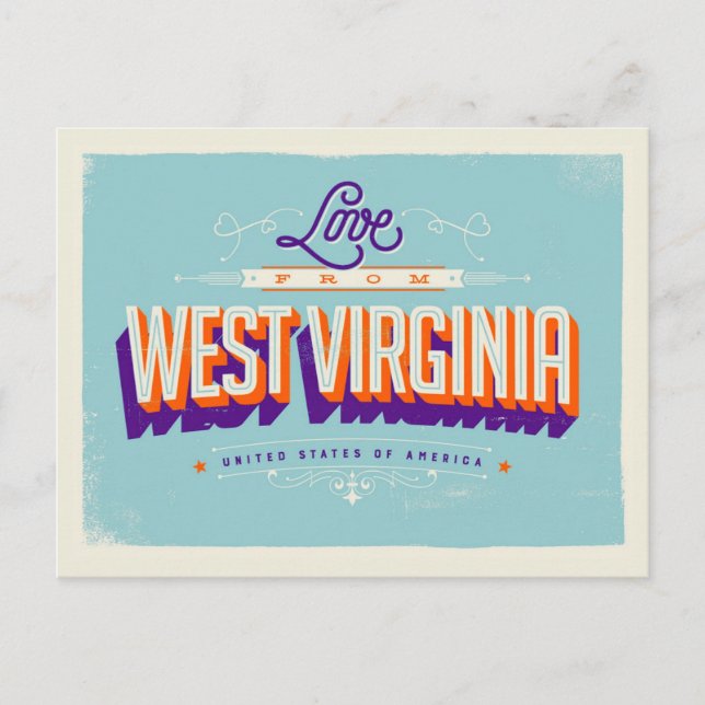 Liebe aus West Virginia Postkarte (Vorderseite)