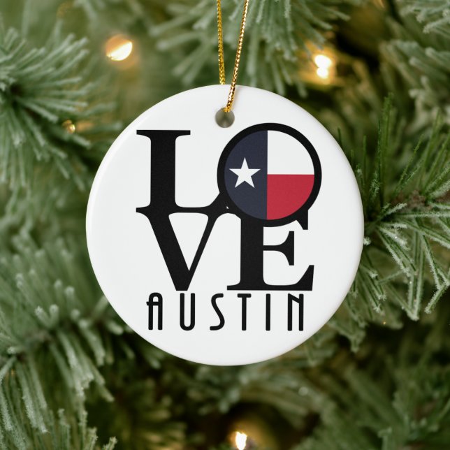 LIEBE Austin Texas Keramik Ornament (Baum)