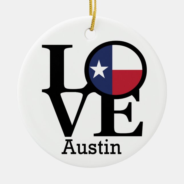 LIEBE Austin TX Keramik Ornament (Vorne)