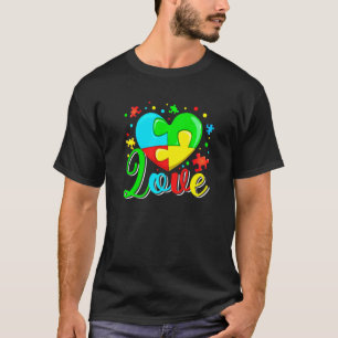 Liebe Autismus-Bewusstsein Herz-Puzzle Familien-Ma T-Shirt