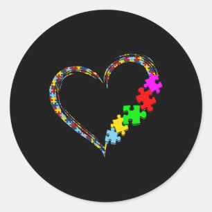Liebe Autismus Bewusstsein Herz Puzzle Piece Valen Runder Aufkleber