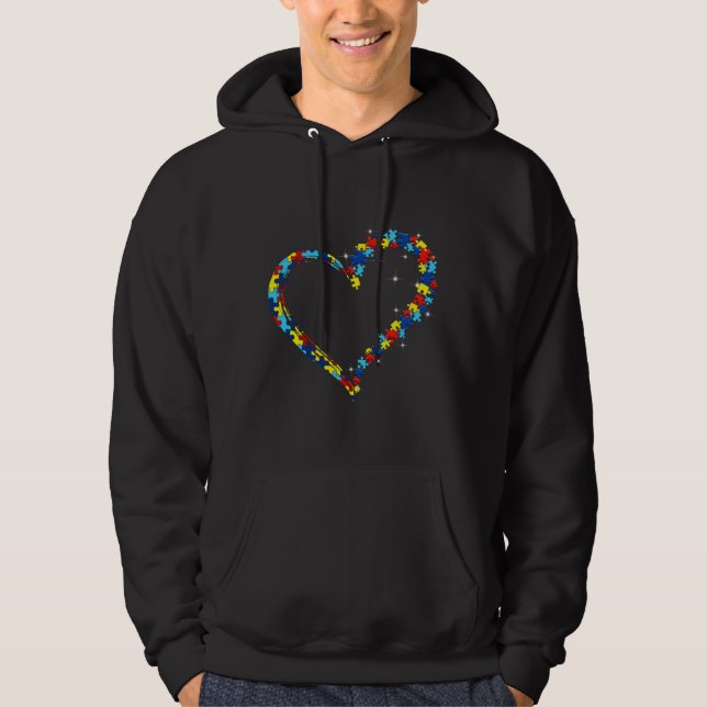 Liebe Autismus Bewusstsein Herz Puzzle Unterstützu Hoodie (Vorderseite)