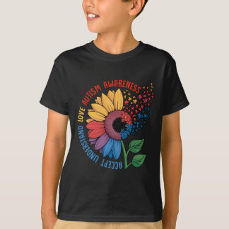 Liebe Autismus-Bewusstsein Sonnenblume Puzzle-Teil T-Shirt