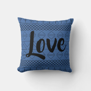 Liebe Aztec Muster Geometric Dark Blue Kissen