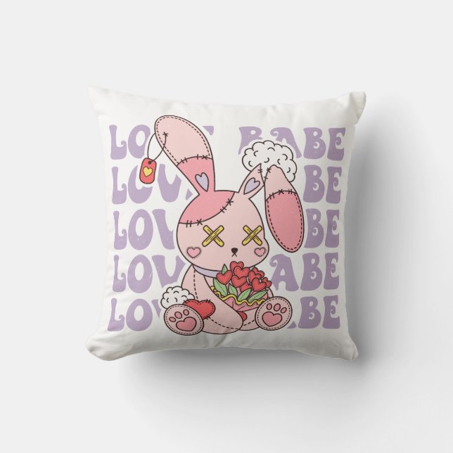 Liebe Babe Valentine Bunny Kissen (Vorderseite)