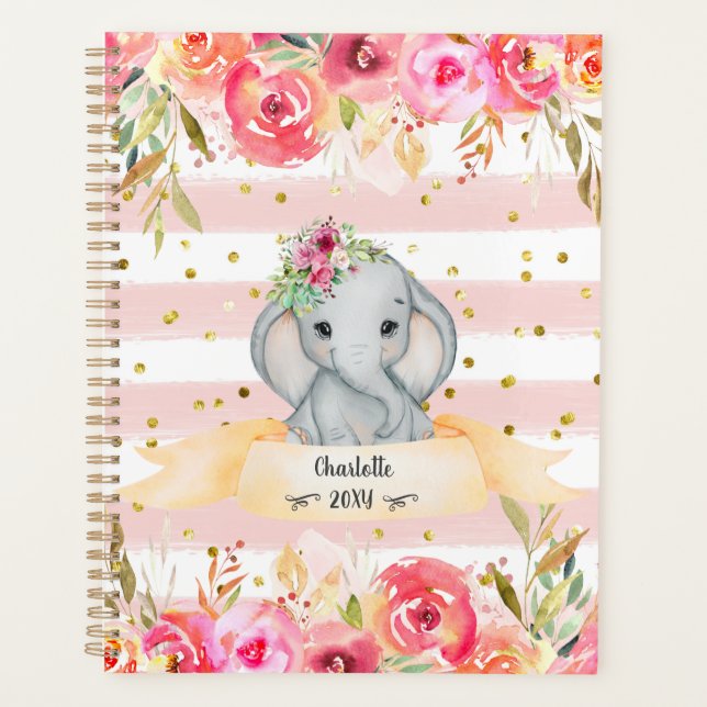 Liebe Baby Elephant Pink Girl Daily Tagebuch (Vorderseite)