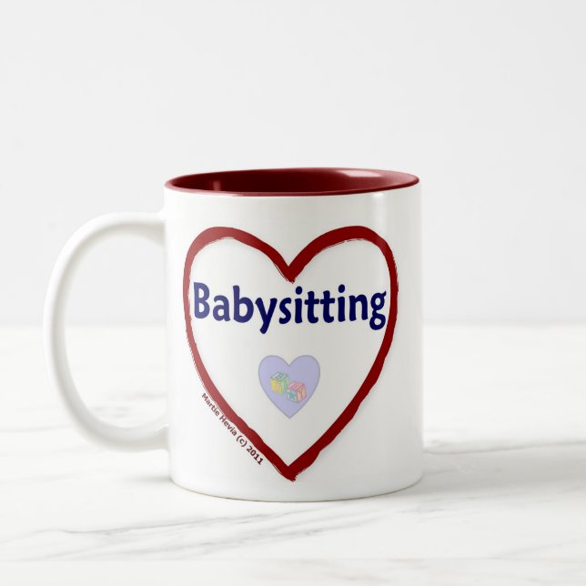 Liebe Babysitting Zweifarbige Tasse (Links)