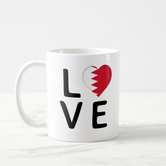 Liebe - Bahrain-Flagge Kaffeetasse (Links)