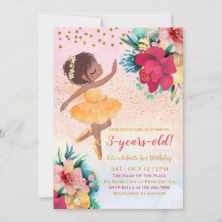 Liebe Ballerina Pink Blume Girl Geburtstag Einladung