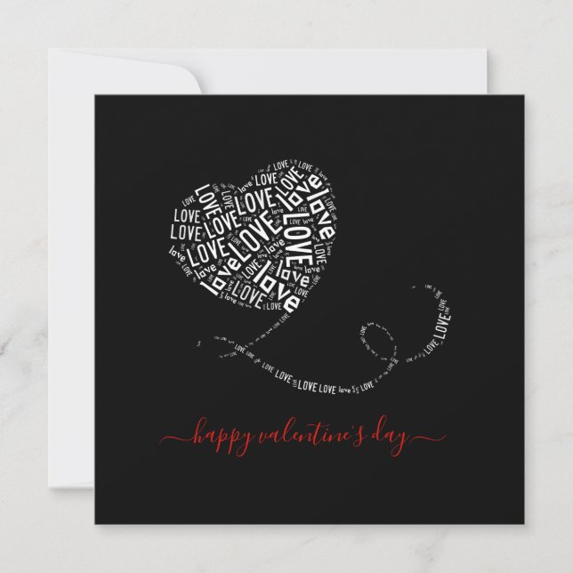 Liebe Ballon Word Art Valentine's Day Karte (Vorderseite)