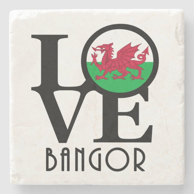 LIEBE Bangor Wales Steinuntersetzer (Vorderseite)