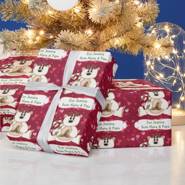 Liebe Bär Großkind Personalisiert Weihnachten Geschenkpapier (Feiertage)