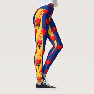 LIEBE BARBADOS Flag Red Hearts führen Ihren RACE C Leggings