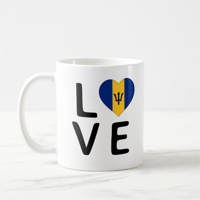 Liebe - Barbados-Flagge Kaffeetasse (Links)