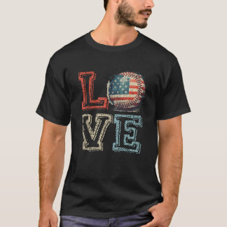 LIEBE Baseball American Flag Patriotic USA Ball Ga T-Shirt