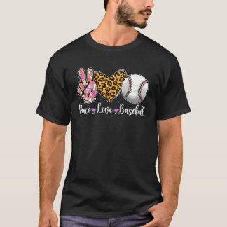 Liebe Baseball Leopard Baseball Spielerin Mutter T-Shirt
