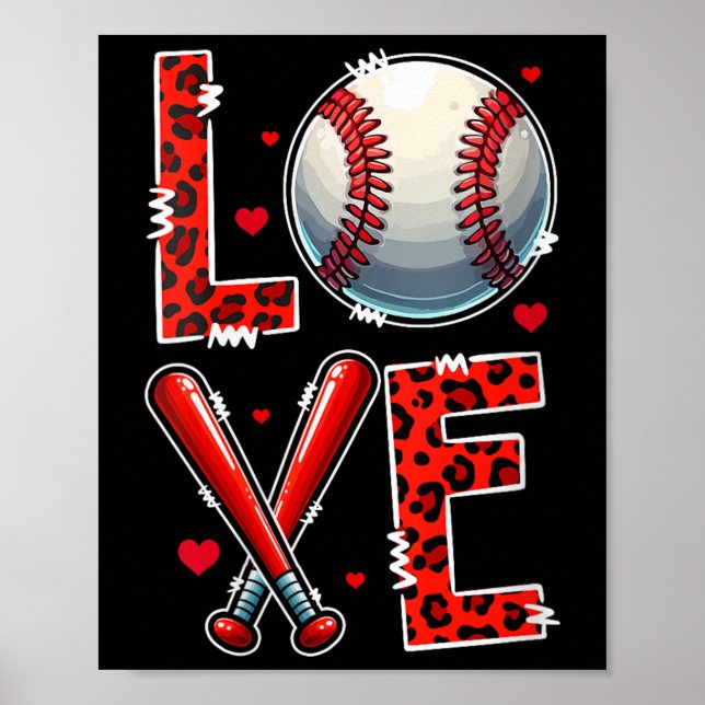 Liebe Baseball Player Team Valentinstag Co Poster (Vorne)