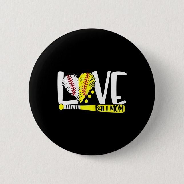 Liebe Baseball Softball Funny für W für Mama Button (Vorderseite)