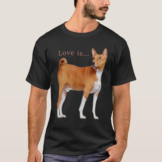 Liebe Basenji Dog Mama Vater Welpe Niedlichen Haus T-Shirt (Vorderseite)