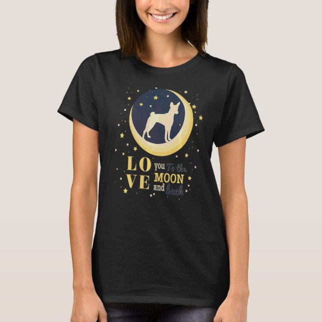 Liebe Basenji zum Mond T-Shirt (Vorderseite)
