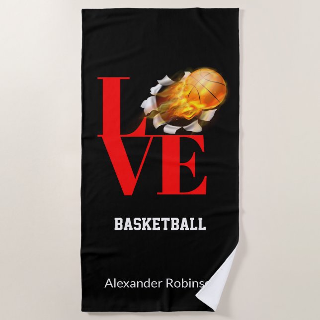 Liebe Basketball Personalisierter Sport   Strandtuch (Vorderseite)