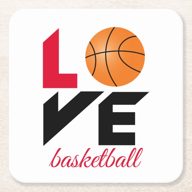 Liebe Basketball Rechteckiger Pappuntersetzer (Vorderseite)