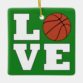 LIEBE Basketball Rot und Grün Weihnachtsbasketball Keramikornament