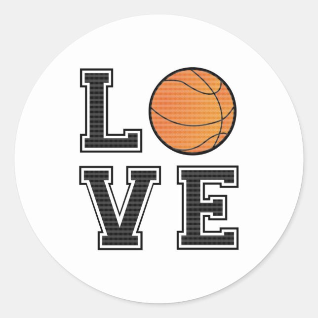 Liebe Basketball Runder Aufkleber (Vorderseite)