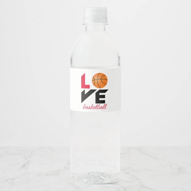 Liebe Basketball Wasserflaschenetikett (Vorderseite)