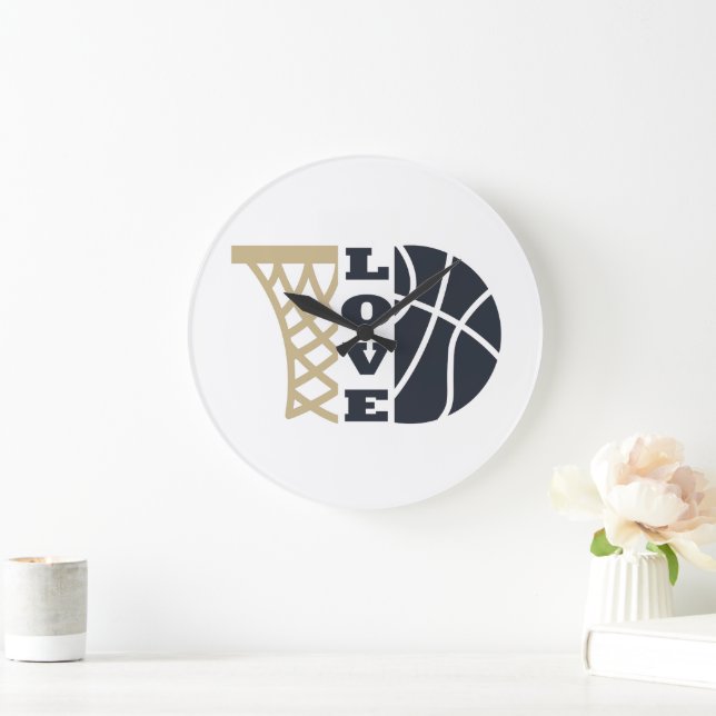 Liebe Basketballkorb Große Wanduhr (Zuhause)