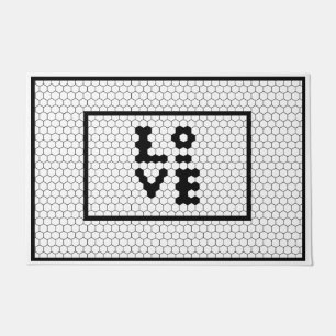 Liebe Bauernhaus Schwarz-Weiß-Fliesen-Design Fußmatte