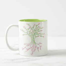 Liebe Baum des Lebens Kunst Niedliches Grün rosa H Zweifarbige Tasse