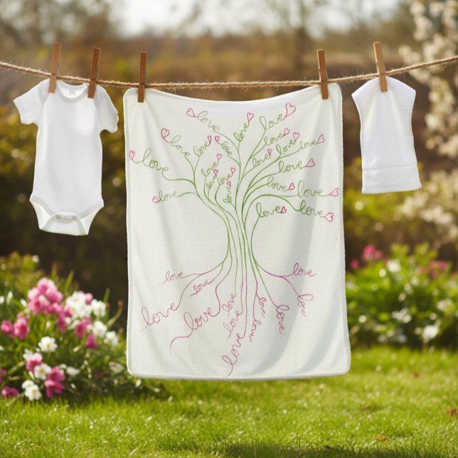 Liebe Baum des Lebens Weißes grünes Herz Sherpadecke (Von Creator hochgeladen)